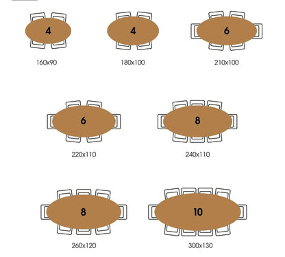 Eettafel Hera Ovaal 220x100cm